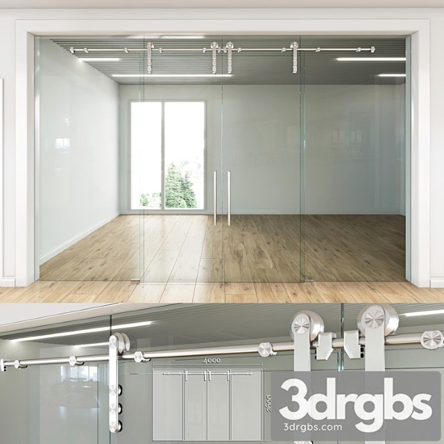 Glass partition with sliding doors - 4