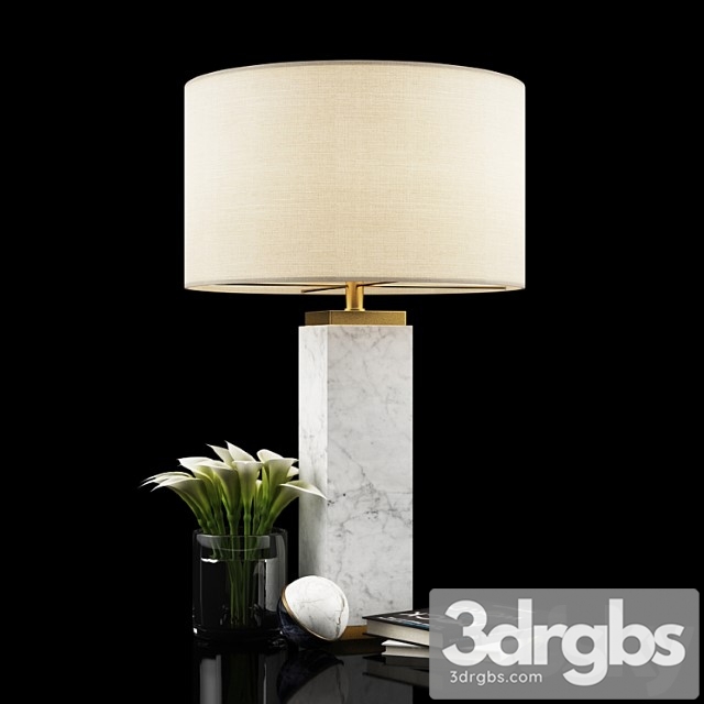 Square column marble table lamp