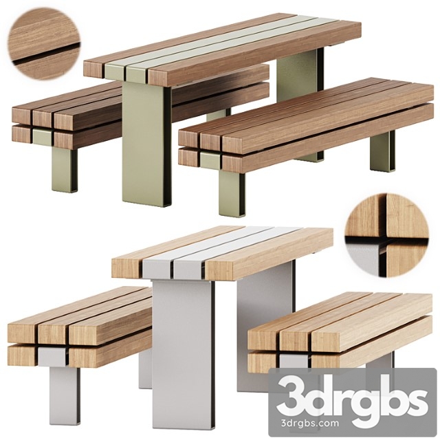 Kong outdoor sectional bench and table by vestre