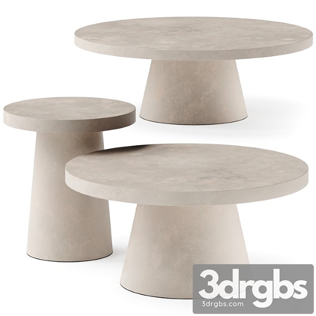 West Elm Two Tone Concrete Round Side Coffee Tables