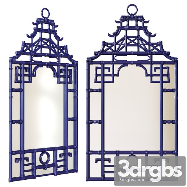 Blue pagoda wall mirror