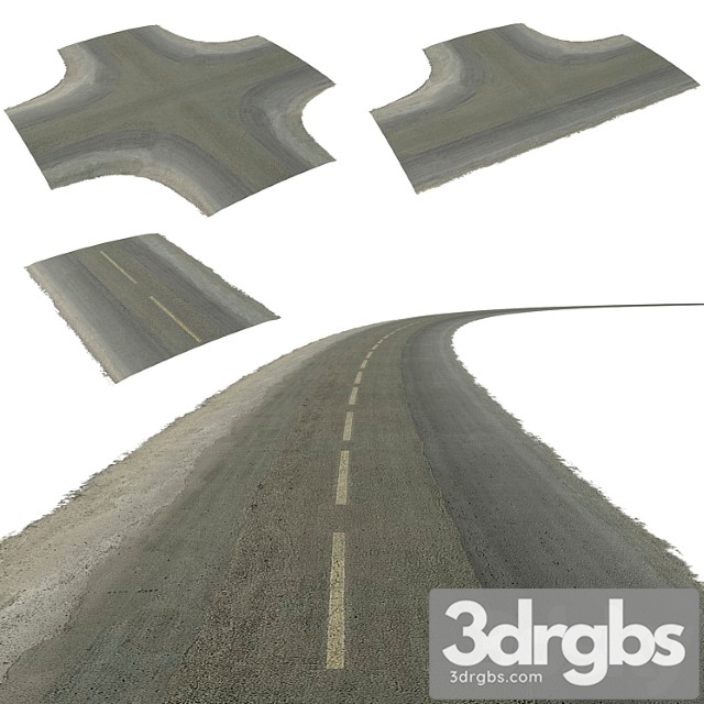 Seamless two lane road with crossroads