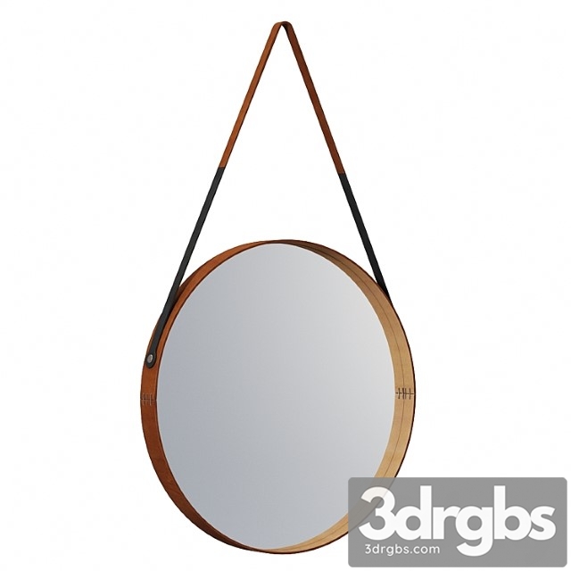 Round leather mirror