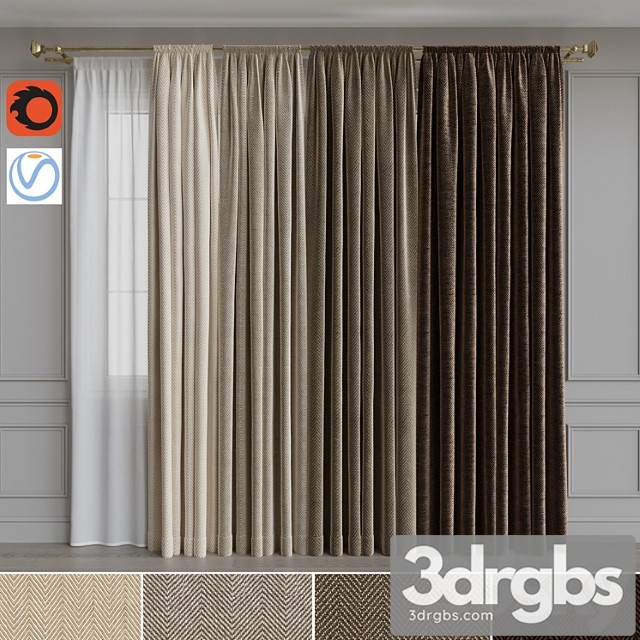 Set Of Curtains On The Cornice 21 Beige Gamut