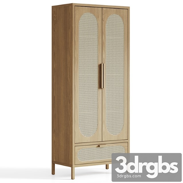 Classic rattan & wood cabinet