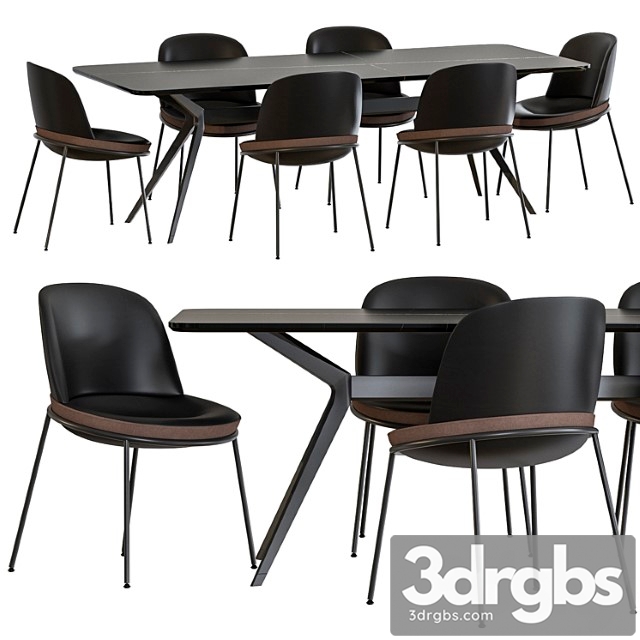 Jesse pierluigi dining table and germana chair leather black 2