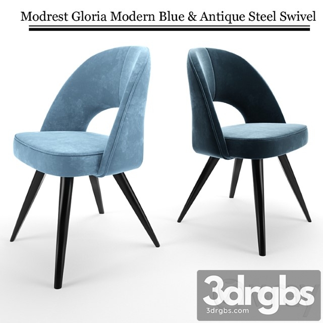 Modrest gloria modern blue & antique steel swivel 2
