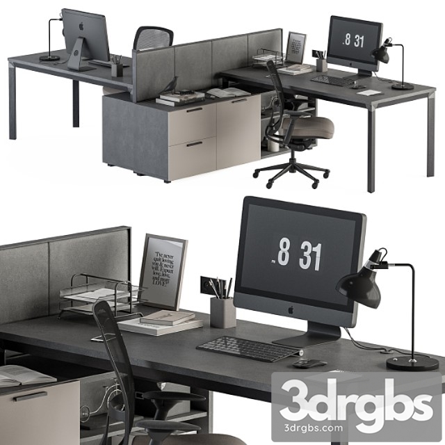 Employee Set Brown and Black Office Furniture 254