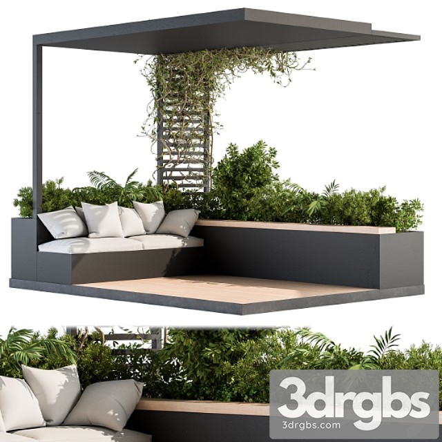 Roof garden and balcony furniture with pergola 08