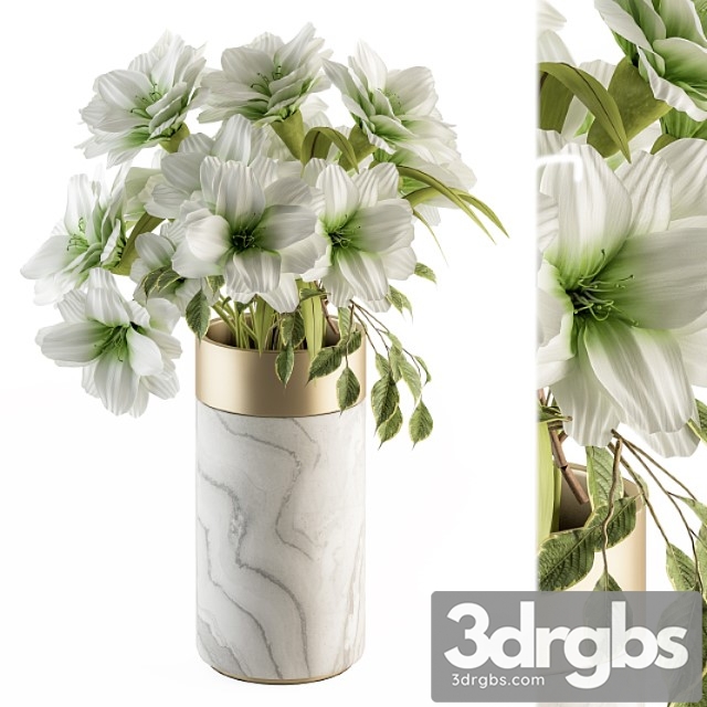 Bouquet - white flower in stone vase 53