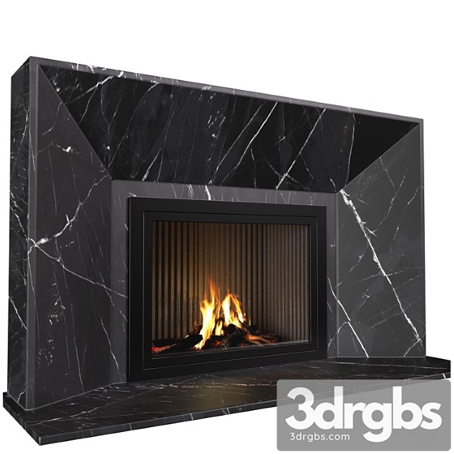 Modern Fireplace In Black Marble Fireplache Sontemporium