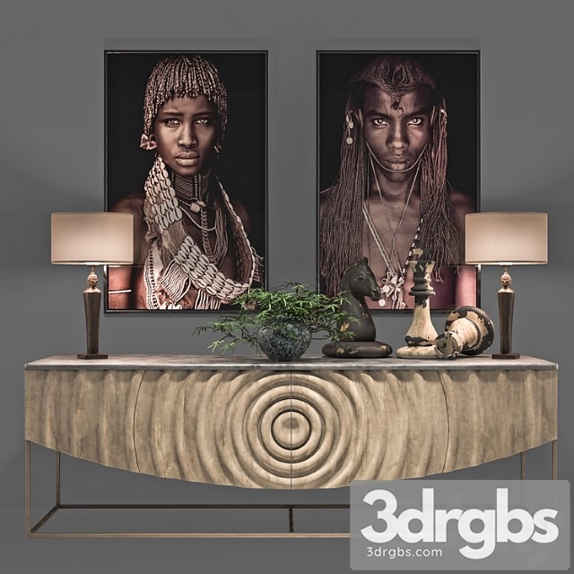 African decoration console set 2