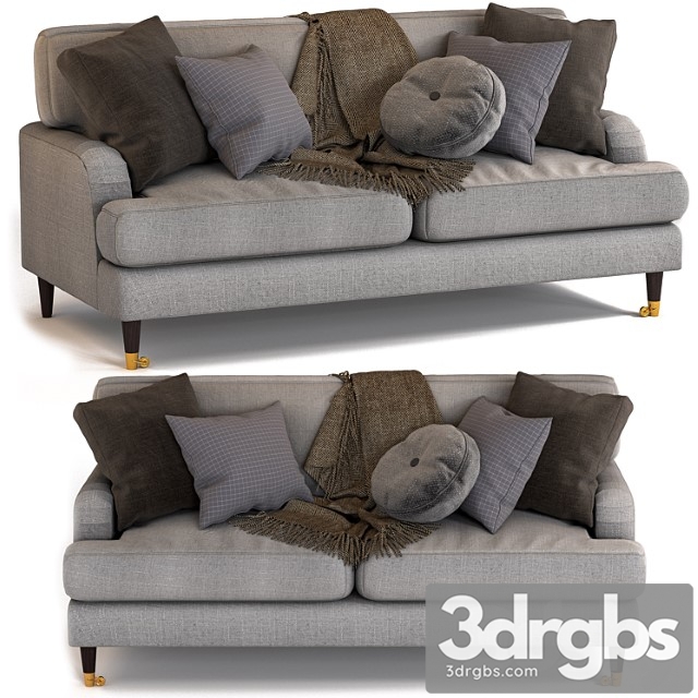 Grey 3 Seater Sofa In Woven Fabric Payton
