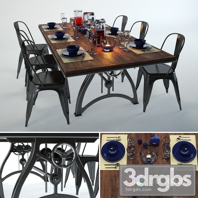 Industrial Dining Table and Chair