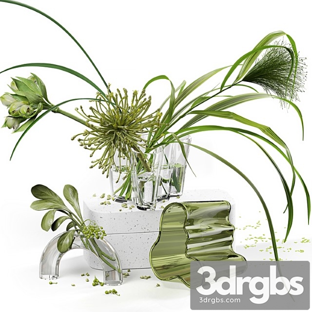 Decor Set 047 With Green Plants Alto Vase