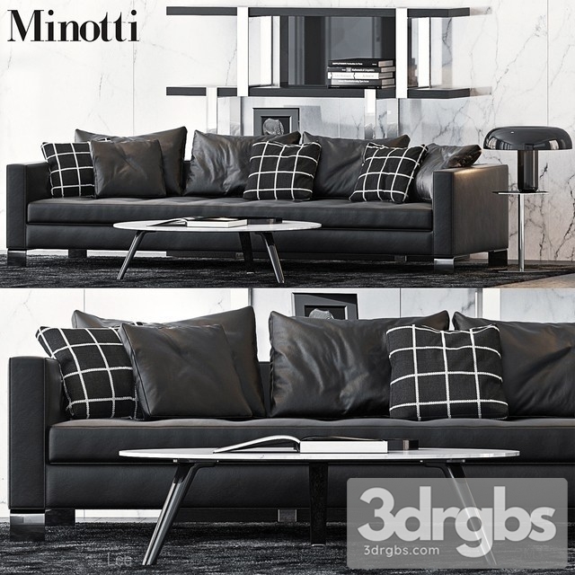 Minotti Sofa Leather Black