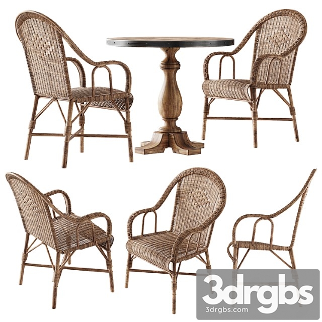 Kokmaison fauteuil grand pere wicker chair and round table 2