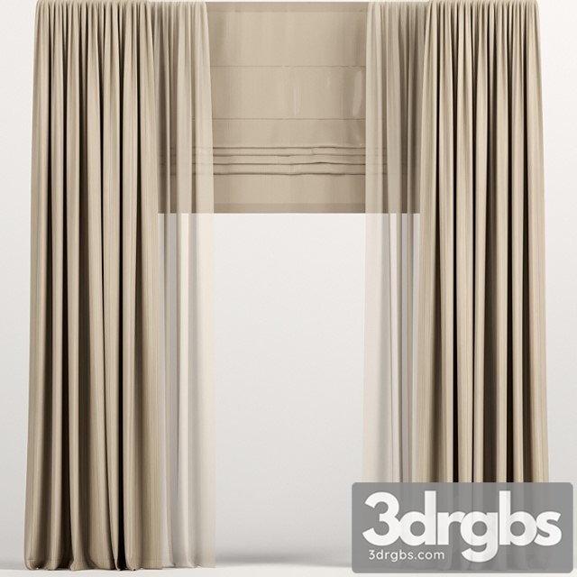 Light brown curtains with roman and tulle._2