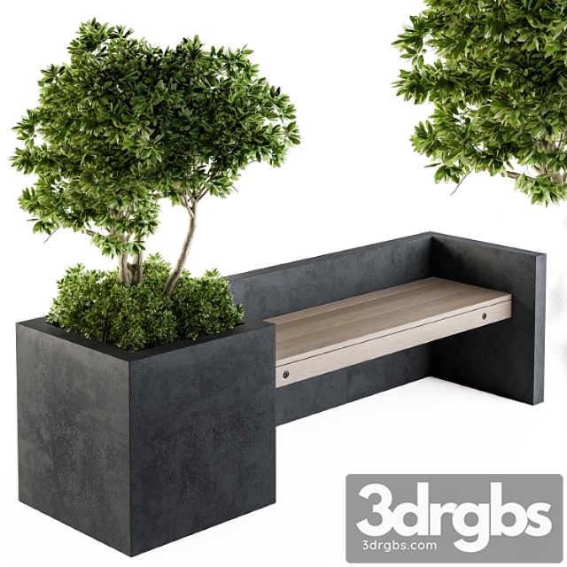 Urban furniture plants with bench 09