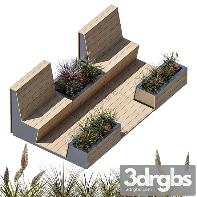 Parklet with two benches