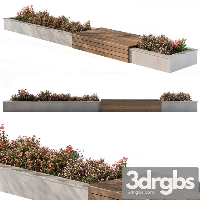 Urban Bench With Flowers Set 40