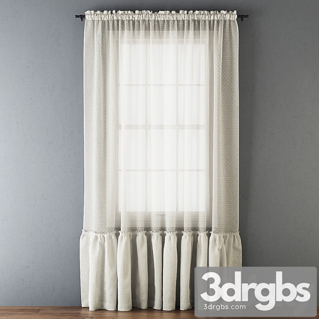 Ruffled cotton sheer curtain