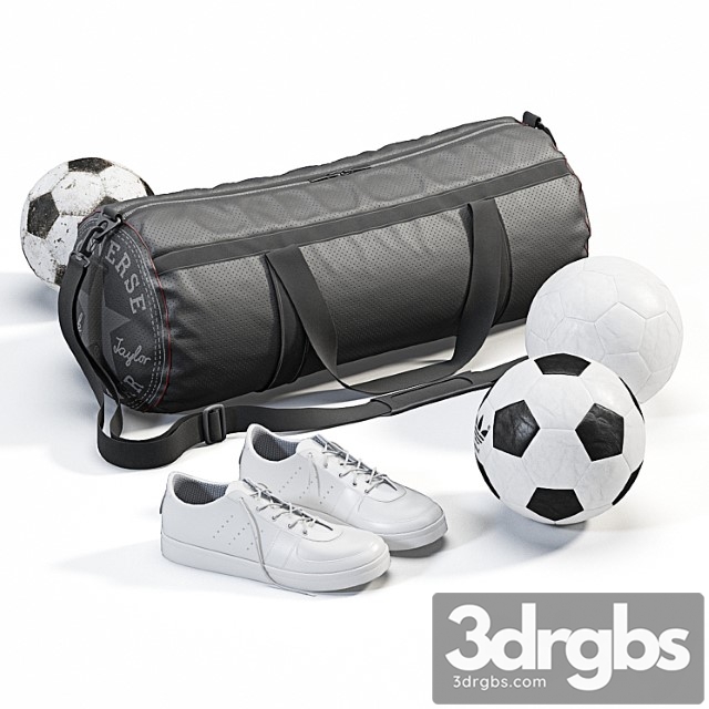 Sports bag with sneakers and balls