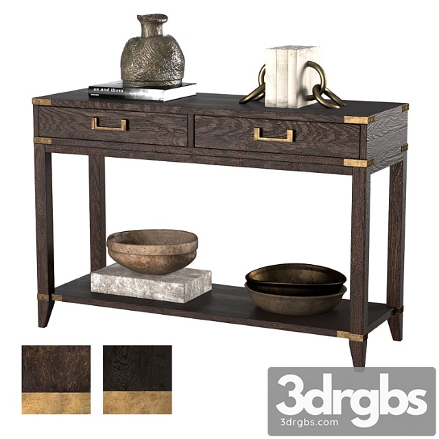 Cayden campaign 2-drawer console table dark 2