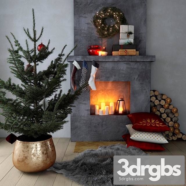 Fireplace with christmas decor