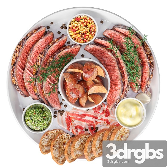 Meat Plate With Steak and Spices