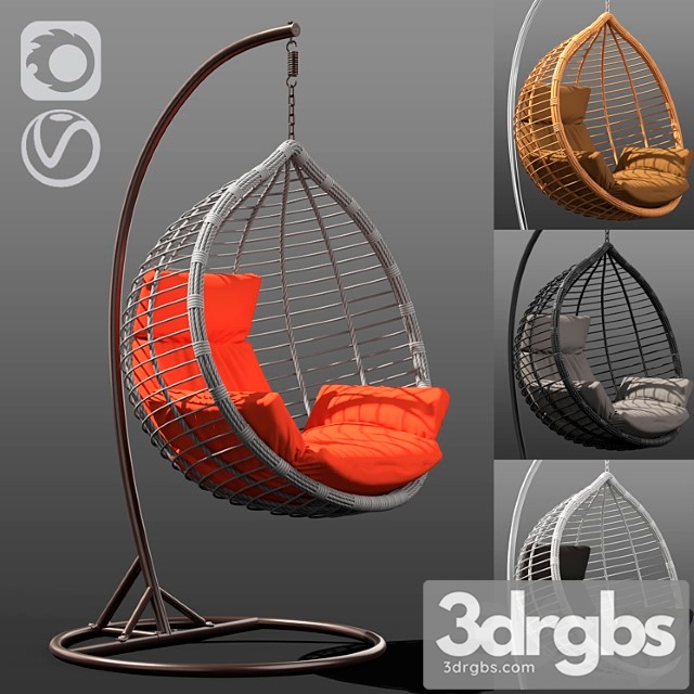 Suspended Wicker Chair Rocking Acapulco in 4 Colors