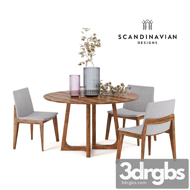 Scandinavian designs fuchsia dining chair & cress round dining table. lyngby porcelain 2