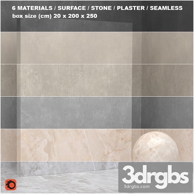 6 materials (seamless) - stone, plaster - set 23