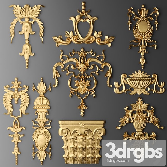 Set of Glued Decor Glued Rosette Lucky Golden Decor Carving Glue Glued Ceiling Classic 1