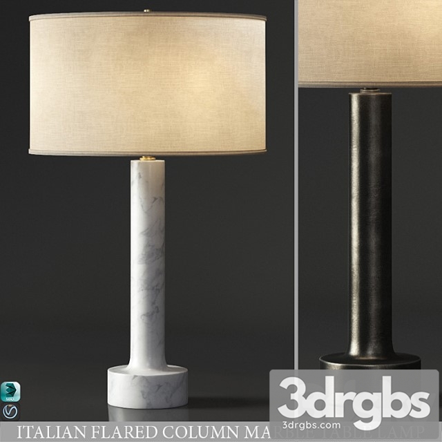 Italian flared column marble table lamp