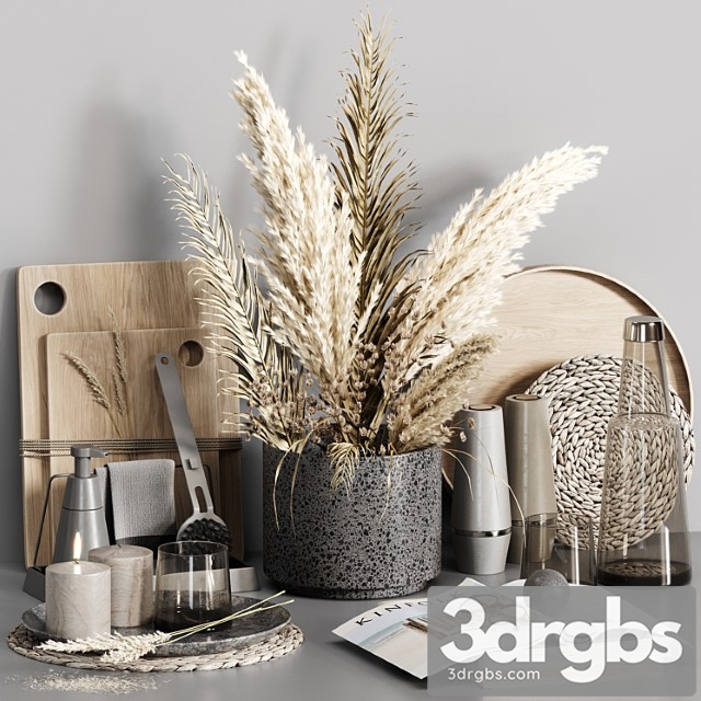 Kitchen accessories 024 with dried plants