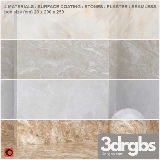 4 materials (seamless) - stone, plaster - set 6