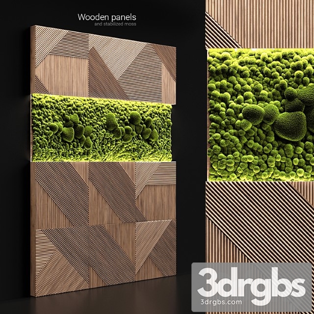 Wooden panels and stabilized moss