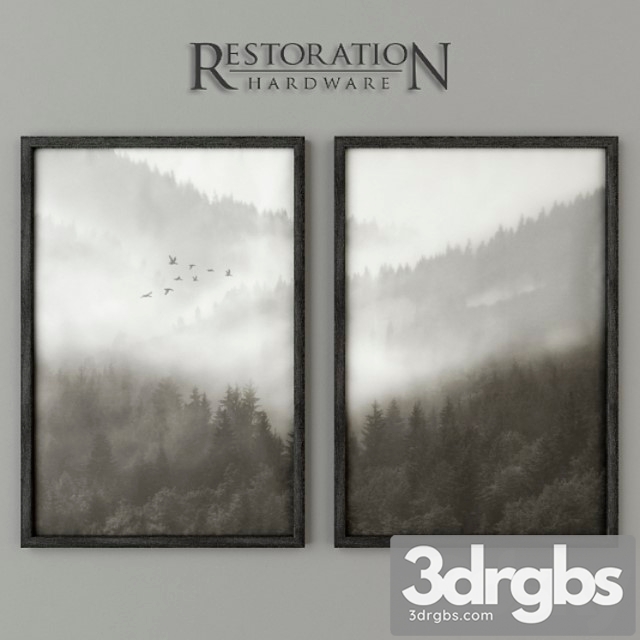 Rh mountain landscape vellum diptych set