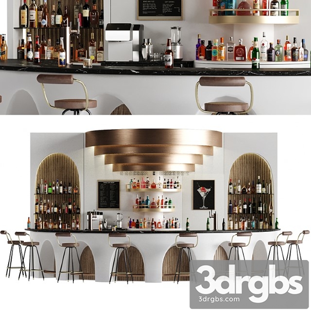 Bar 14 curve bar (110 bottles + bar objects)