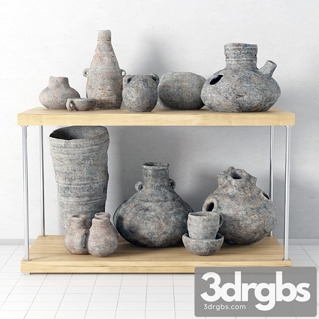 Shelf with pottery