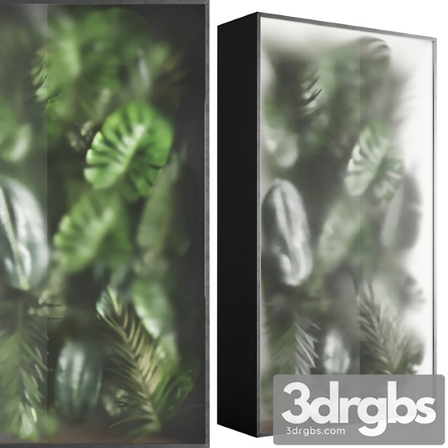 Light Box with Tropical Leaf Garden in Frame Glass Smoked 01