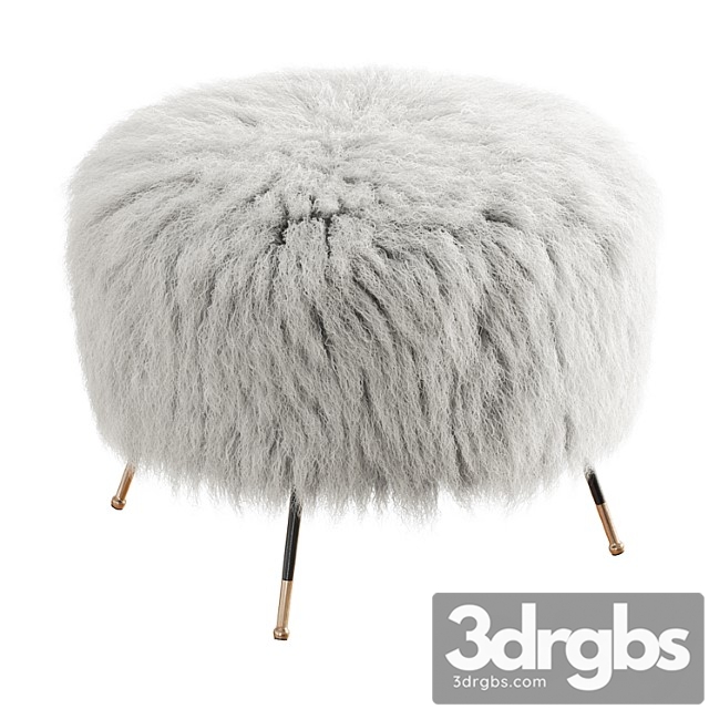 Mongolian goat fur italian footstool 2 2