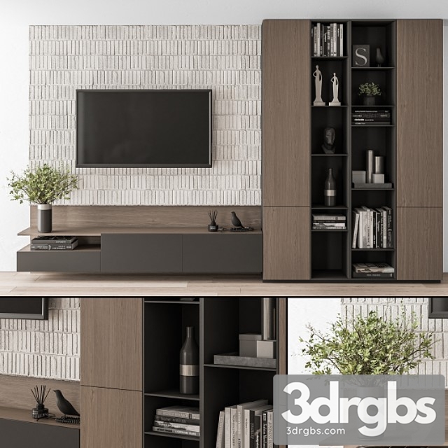 Tv wall concrete and wood - set 22