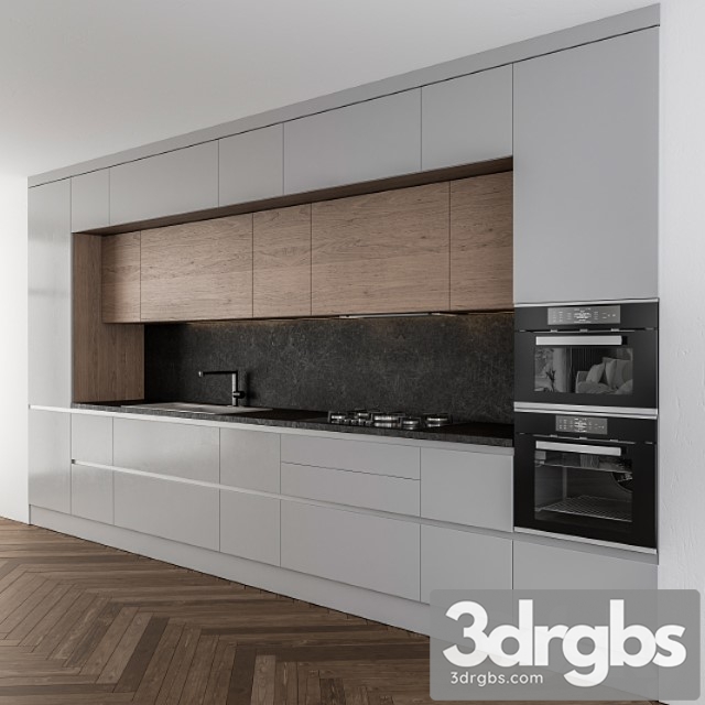 Kitchen modern gray and wood