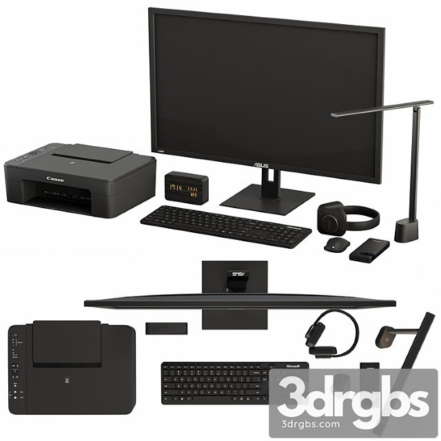 Black Desktop Accessory Set 01