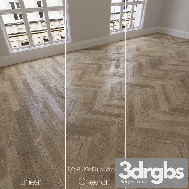 Parquet Natural Oak Vintage 3 Types Linear Chevron Herringbone