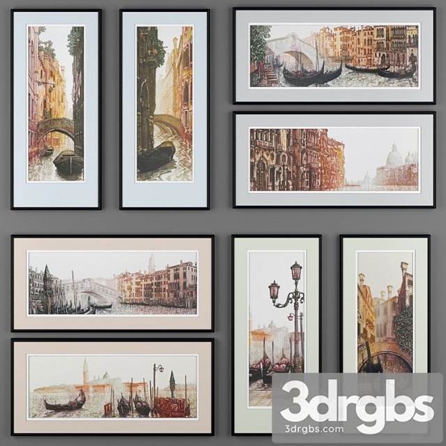 Set of Paintings Depicting Venice From Ugo Barazzo