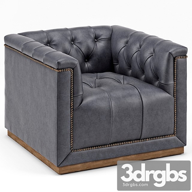 Emmy rustic lodge black leather tufted cube armchair
