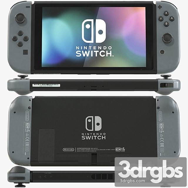 Download Nintendo Switch with Gray Joy Con model - 3DRGBs